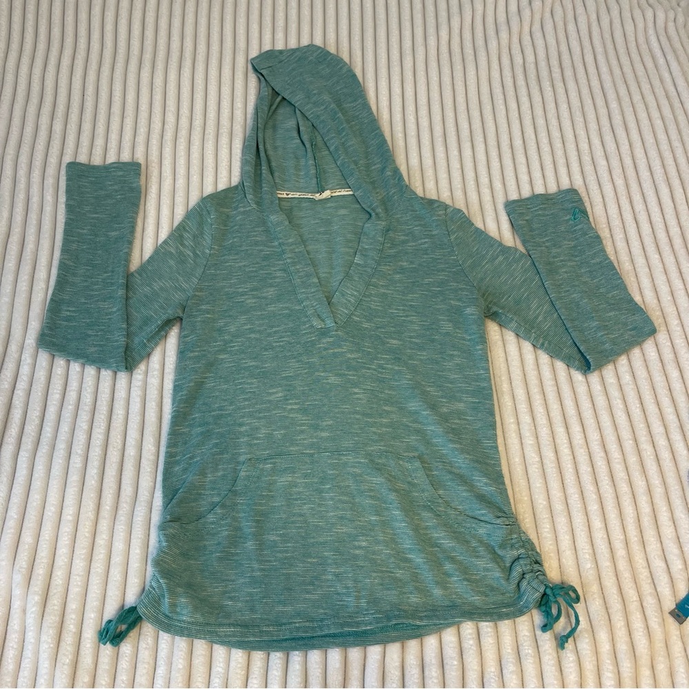 Roxy Aqua Green Women’s M Hoodie V Neck Long Sleeve Lightweight Pocket Pullover
